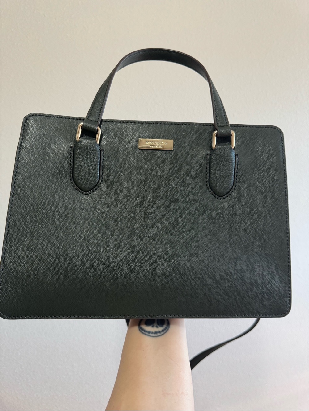 Kate Spade Dark green Saffiano Leather Top-Handle Bag